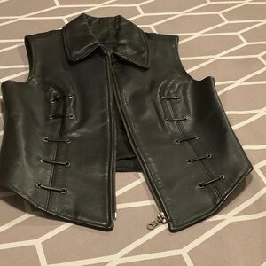 RUDSAK Black Leather Vest with Logo Patch